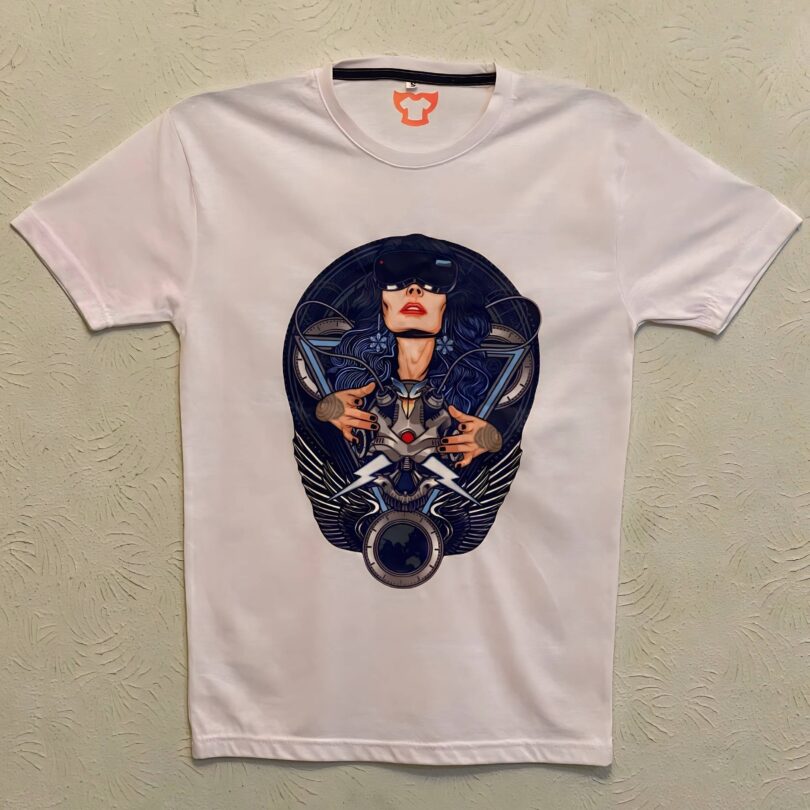 Robotic Girl White T-Shirt - Image 2