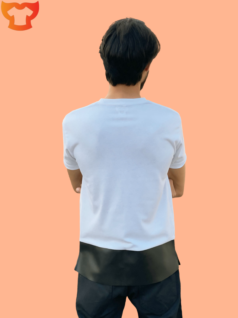 Black PREMIUM LEATHER PATCH  White TSHIRT - Image 2