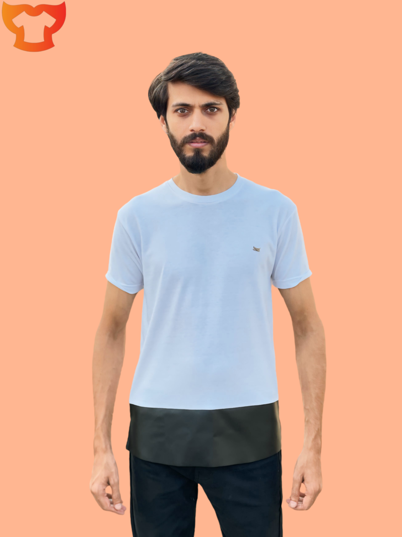 Black PREMIUM LEATHER PATCH  White TSHIRT