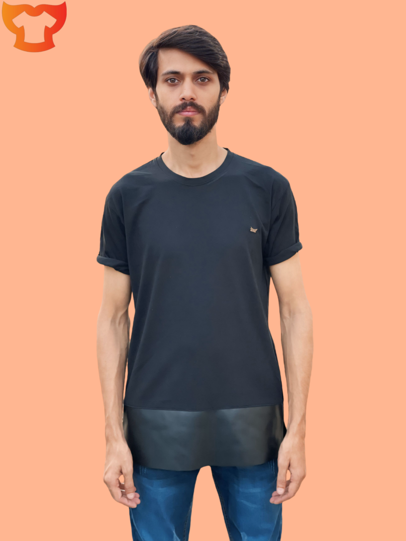 Black PREMIUM LEATHER PATCH TSHIRT