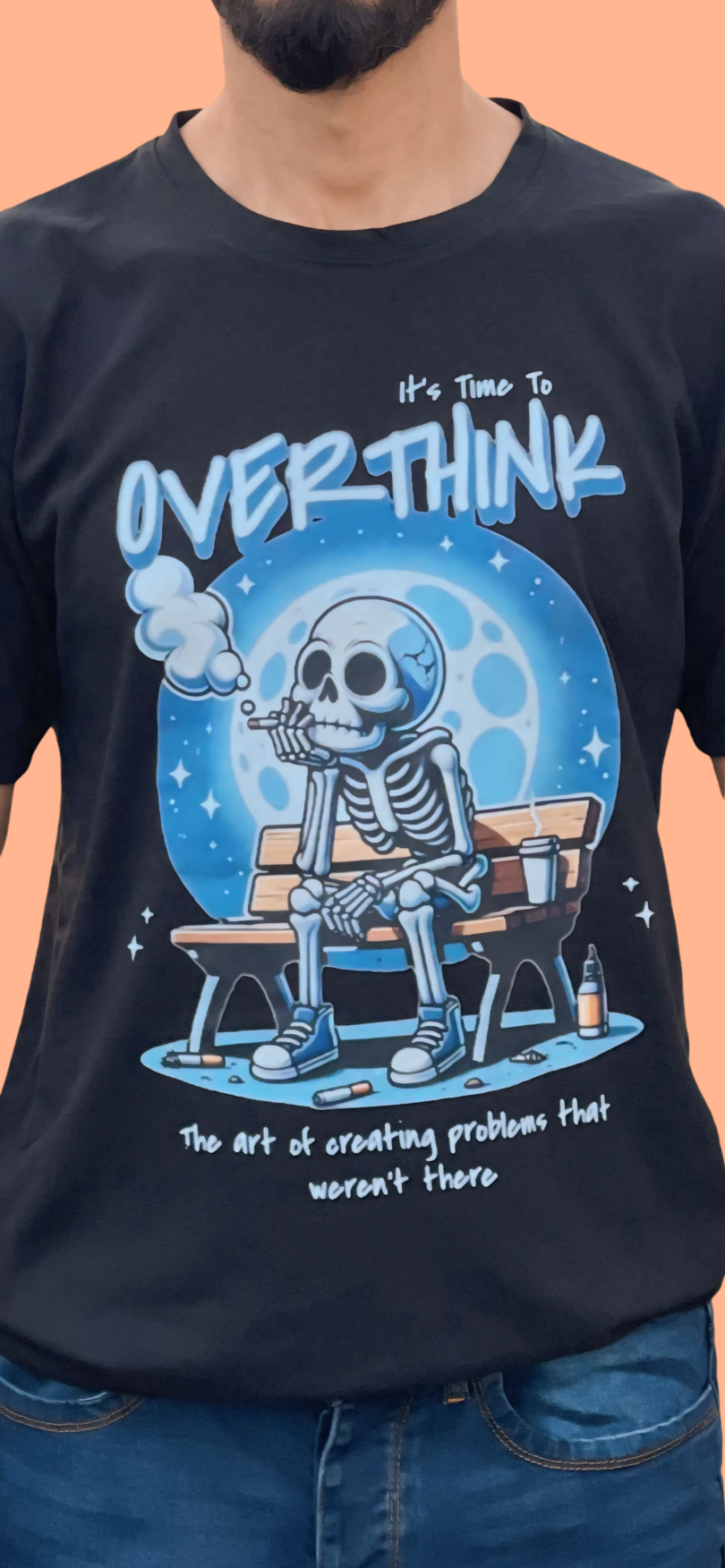 OverThink Black Skeleton T-Shirt - Image 2