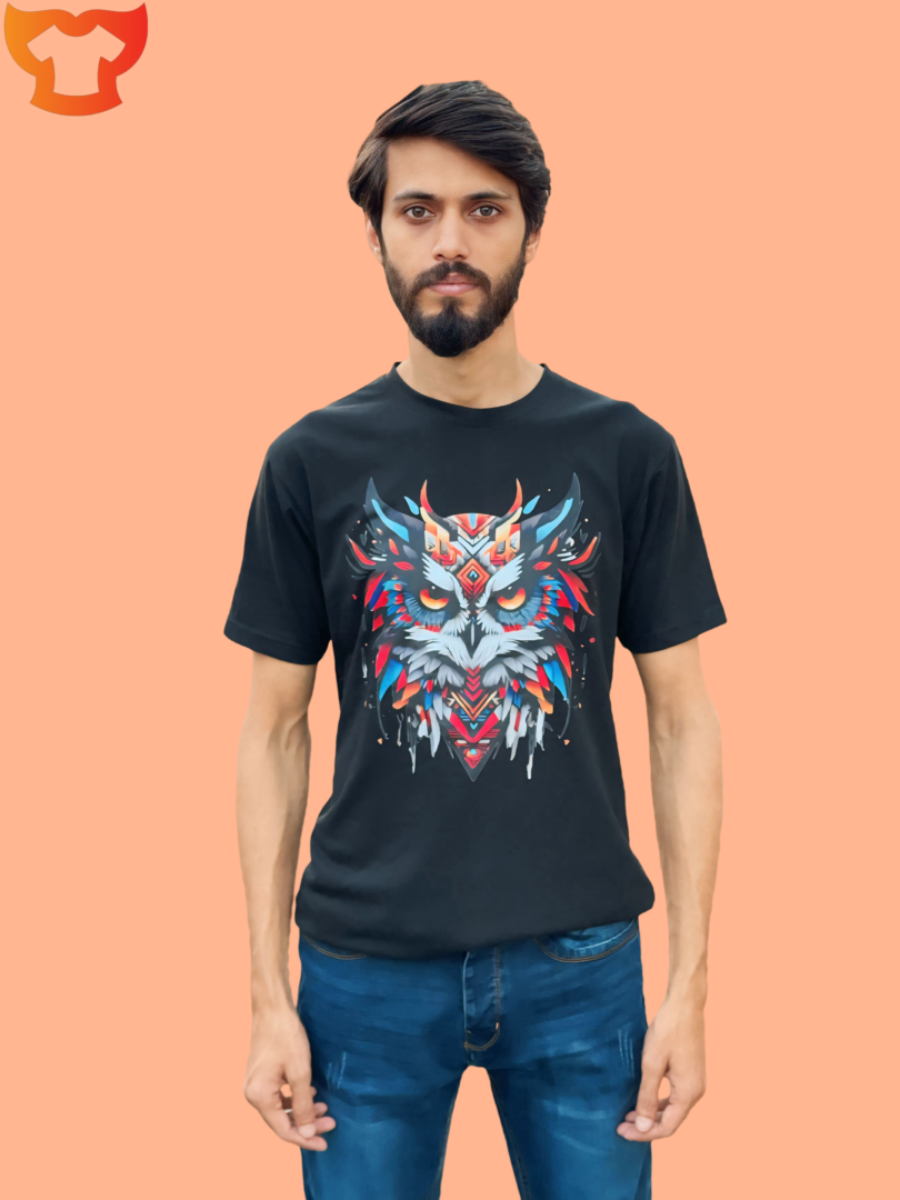 Colored Owl Black T-Shirt