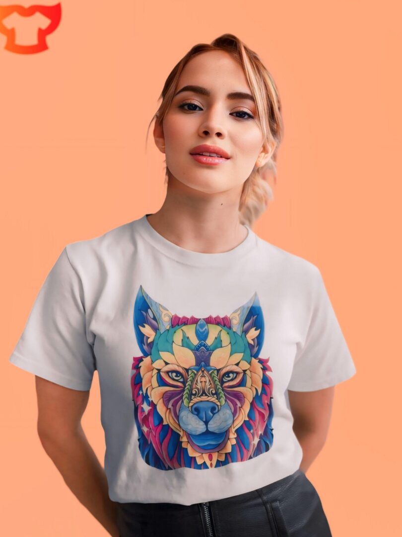 Colored Wolf Unisex White T-Shirt