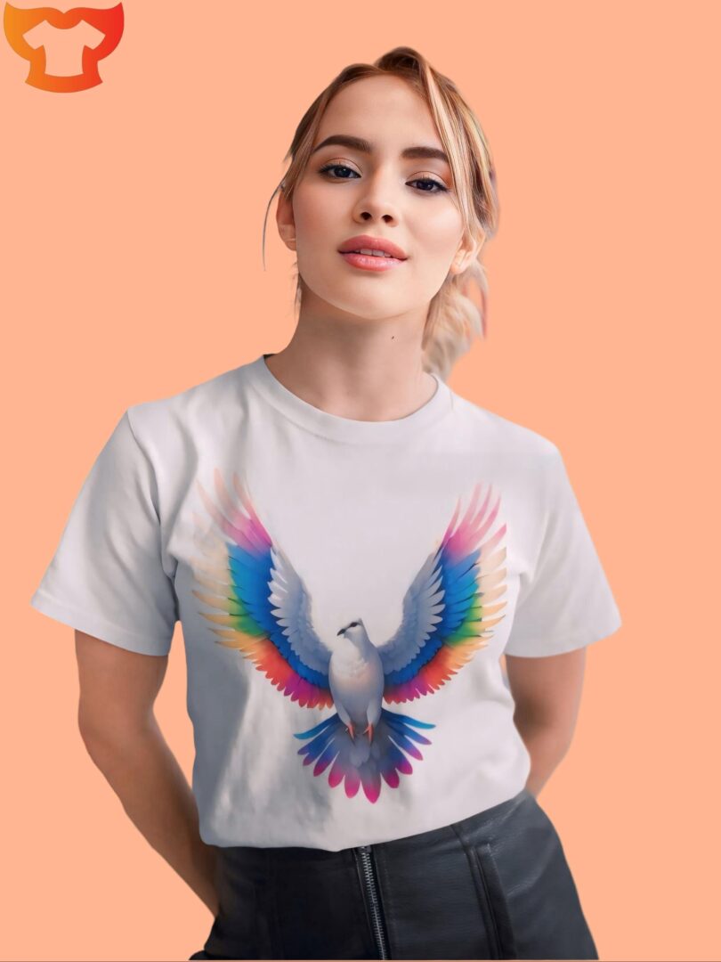 Colored Pigeon Unisex White T-Shirt